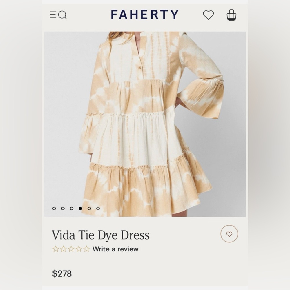 Faherty Vida Tie Dye Dress in Cream and Tan